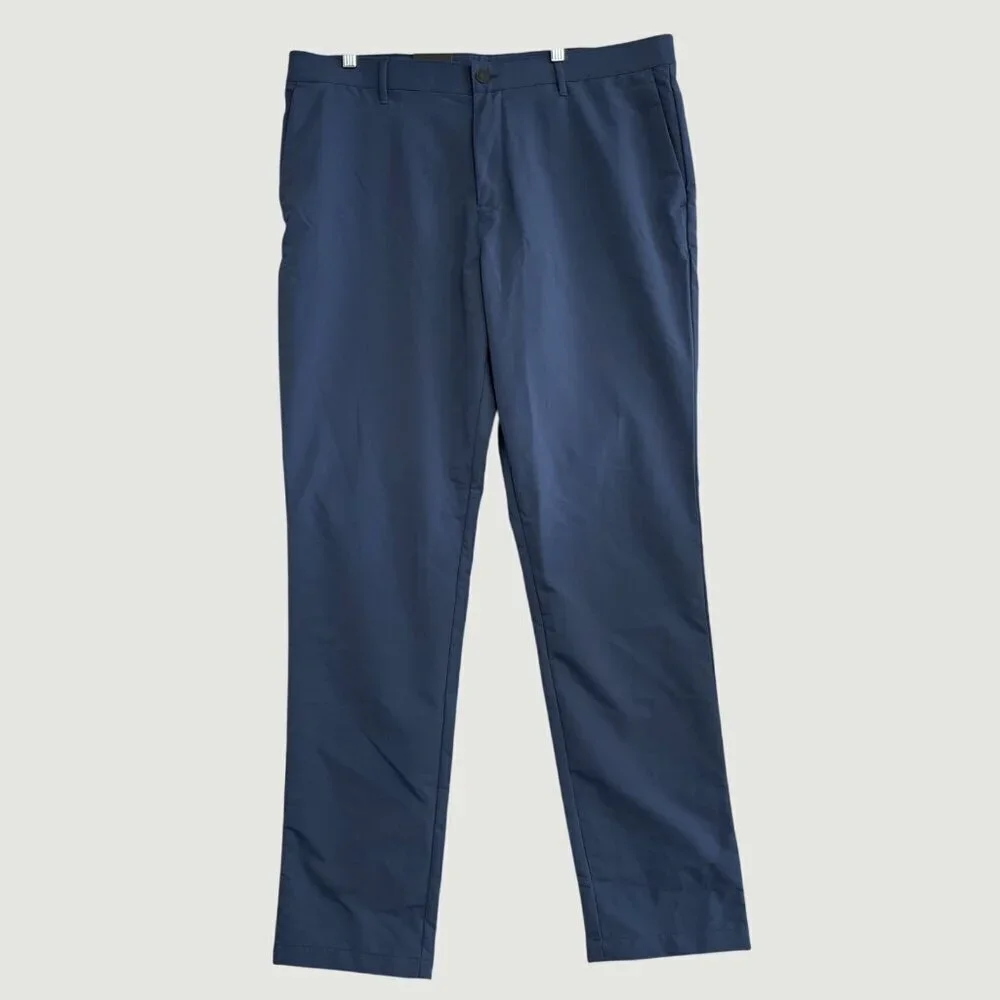 NEW Banana Republic Men's 38x34 Flat Front Pants Blue Polyester Straight Fit
